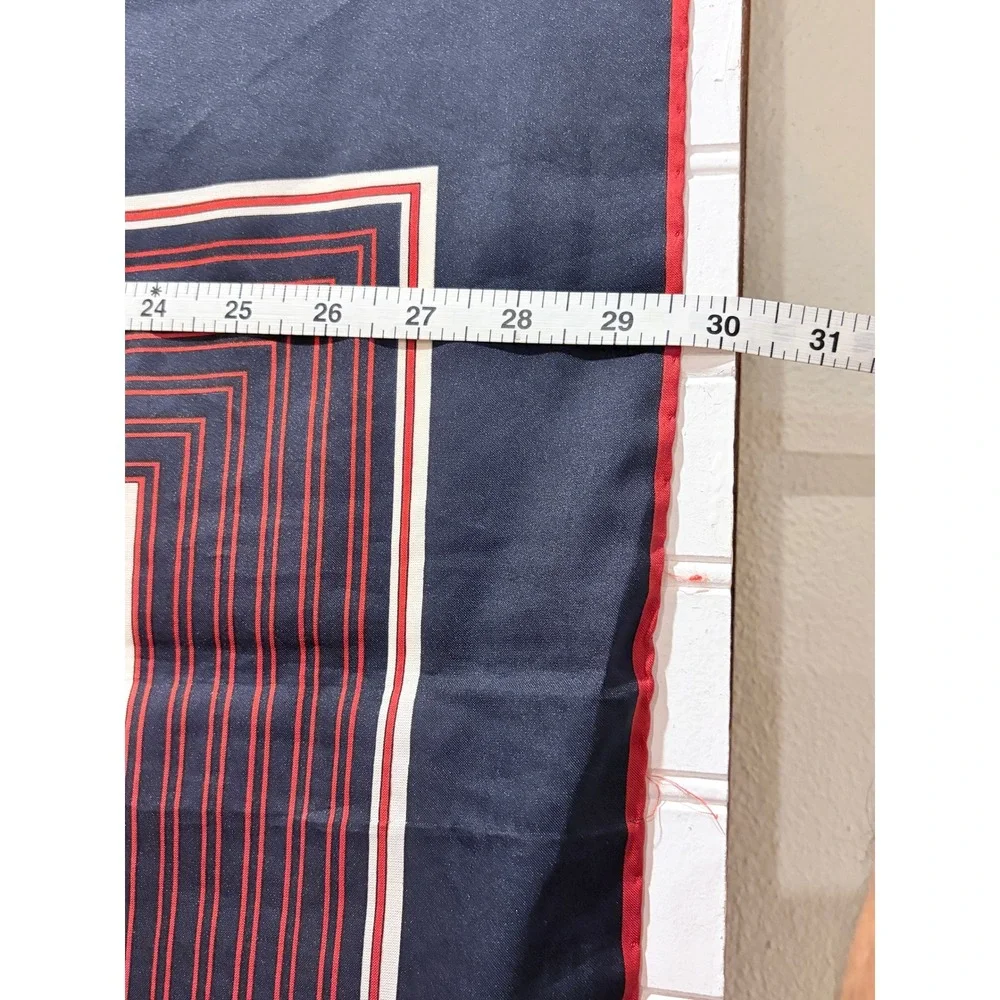 Leonardi Scarf Navy Blue Red White Geometric Square Vintage 30x30